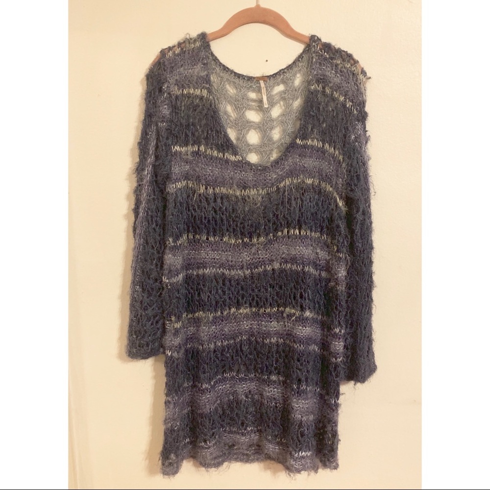 FREE PEOPLE Silk Crochet Tunic Sweater Large